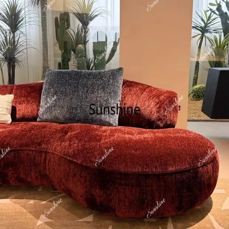 YYItalian minimalist fabric curved sofa villa size apartment living room Chenier