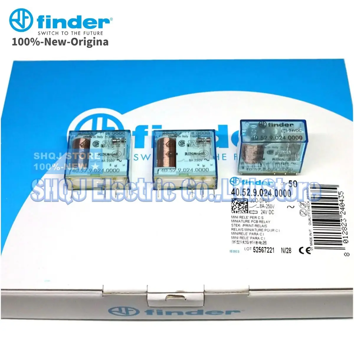 FINDER 100%-NEW 5pcs 40.52 40.61 40.31 24VDC 230VAC 12VDC 8A 2CO 16A 1CO 40series Pcb Relay Original