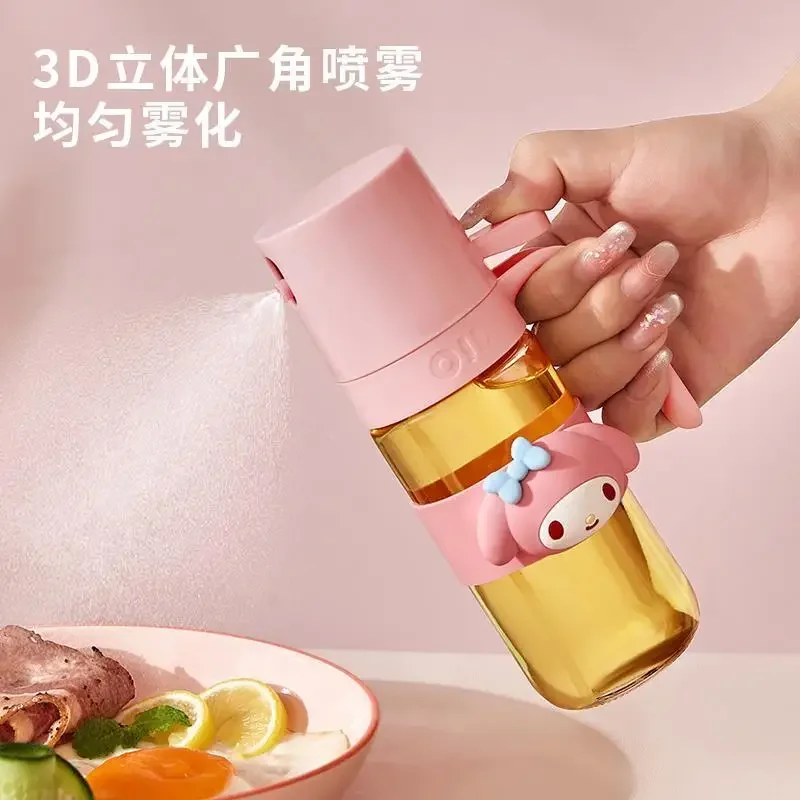 Kawaii Anime Hello Kitty Sanrio Glass Oil Spray Bottle Cute Cartoon Cinnamoroll My Melody Leak-Proof Household Seasoning Bottle