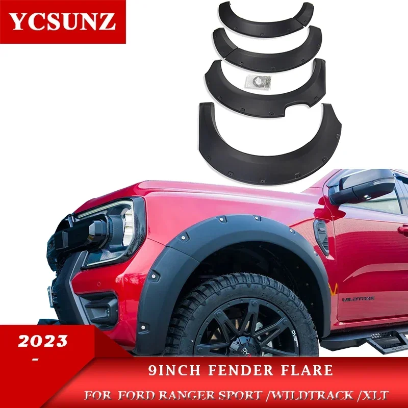 

9 Inch Mudguards Wheel Arch Fender Flares For Ford Ranger Wildtrak XLT Sport 2023 2024 2025 Double Cabin Car Accessories