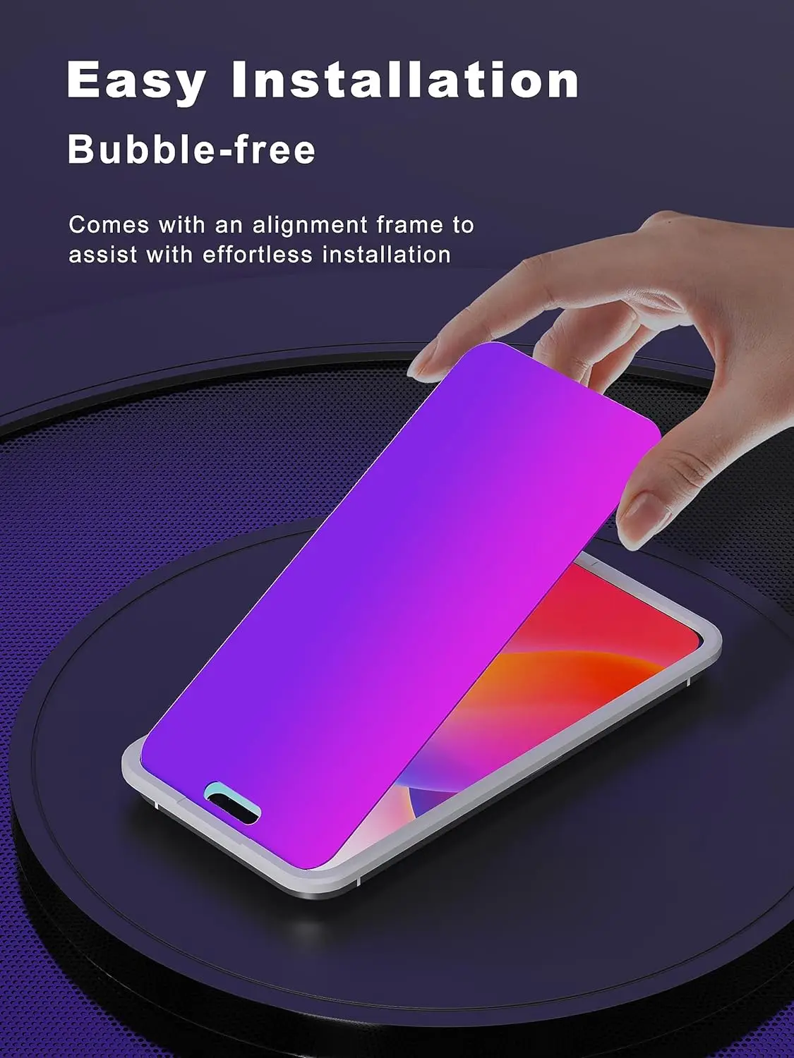 für iPhone 15 14 13 17 16 Pro Max Sichtschutz-Displayschutz, lila Farbverlauf, Anti-Spionage, Anti-Blau, HD-Displayschutz aus gehärtetem Glas – Detail 7