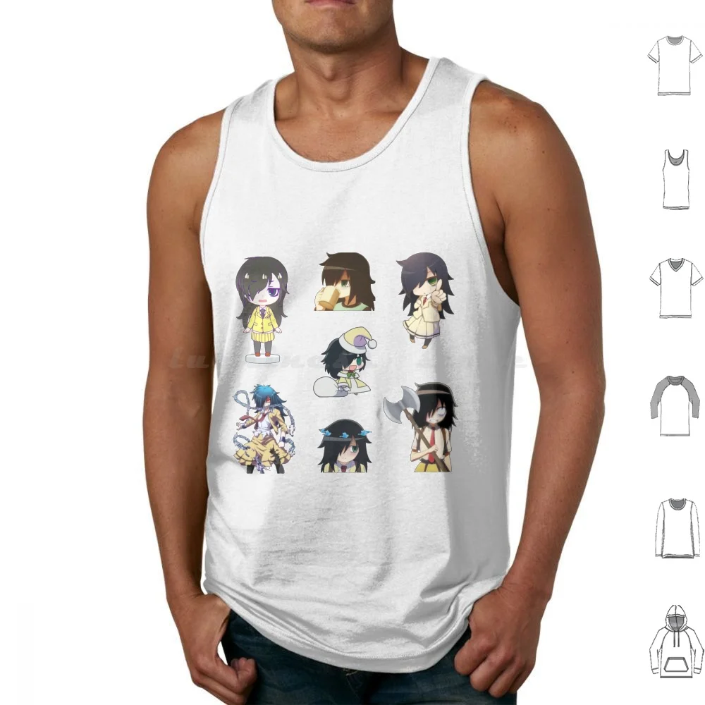 Kuroki Tomoko-Sticker Pack Tank Tops Vest Sleeveless Tomoko Kuroki Anime Tomoko Anime Watamote Watamote Tomoko Tomoki Kuroki