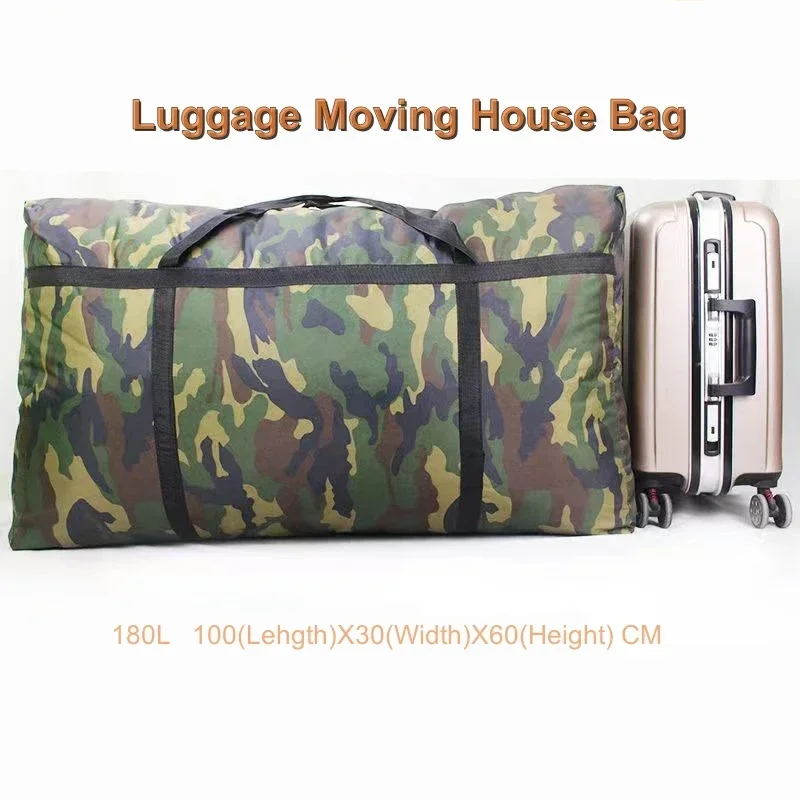 180L Camouflage Luggage Moving House Big Bag Thick Waterproof Oxford Cloth Moving Artifact Large Woven Storage Men\'s Travel Bags