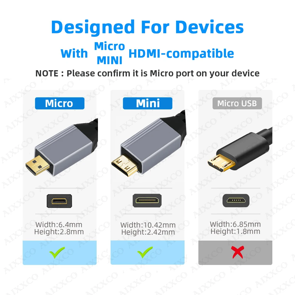 4K@60HZ Micro mini HDMI-Compatible TO HDMI-Compatible Coiled Extension Flexible Spiral Cable Male to Male Plug Cable