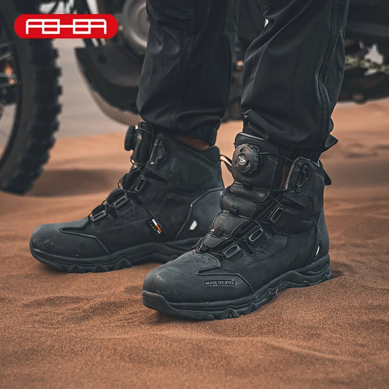 

FEHER Motorcycle Boots BOA System CE Level 2 Foot Protection Hiking Shoes Waterproof All Season for Rider and Wilderness Climber