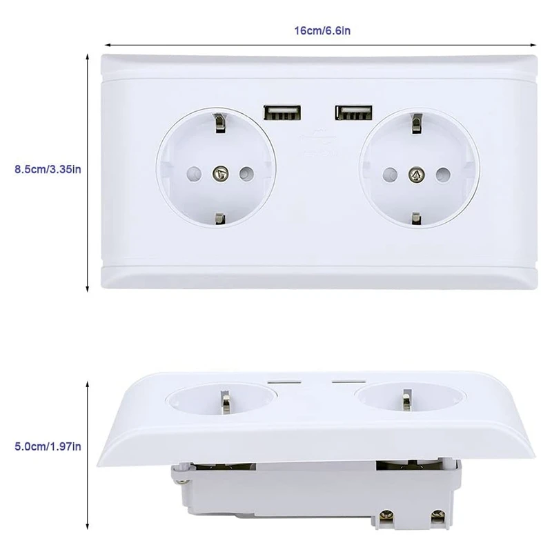 Socket Wall Outlet Multi-Function Socket With Dual USB Connection 250V Eu Plug High-Speed Charger Socket