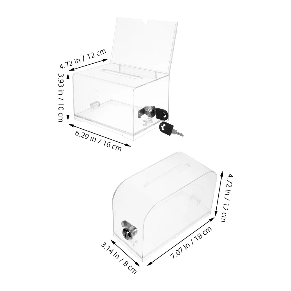 مجموعتان من صندوق اقتراحات الأكريليك الشفاف مع قفل صندوق تبرع ذو سعة كبيرة لتخزين بطاقات الأعمال في الزفاف