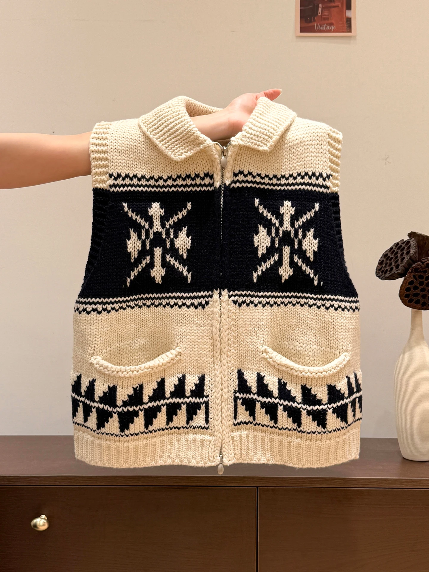 

Women's Knitted Svel Cardigan Vest Warm Casual Sle Outerwear Faux Fur Collar Winter Faion Layering Top
