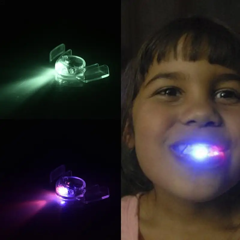 Flashing LED Teeth Halloween Party Decor Mouth Braces Piece Glow Teeth Rainbow LED Mouth Piece Glow in the Dark Party Favors