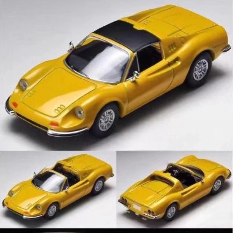 TOMYTEC TLV 1:64، Dino 246GTS أصفر، نموذج سيارة محاكاة مصغر ثابت مصنوع من خليط معدني، هدية لعب للأولاد في العطلة.