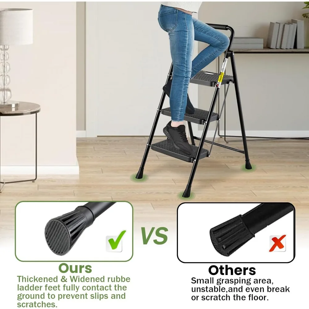 "escada dobrável durável de 500 lb para todas as idades: degraus largos e antiderrapantes"