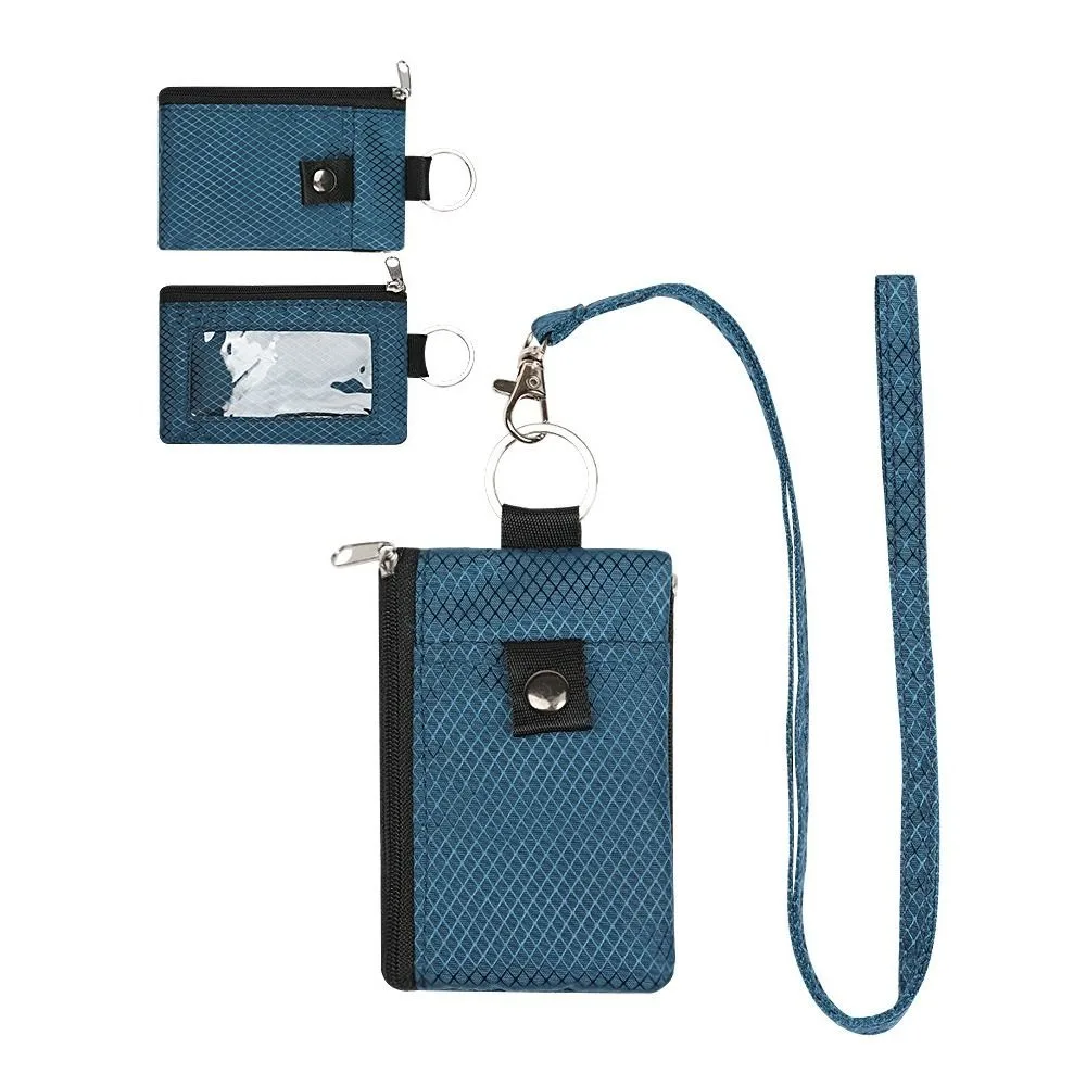 Waterproof RFID Blocking Wallet Zipper Case Lanyard Keychain Anti-Theft Wallet Slim Design ID Window Wallet Travel Use