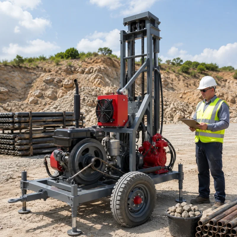 Mini Water Well Drilling Rig Portable Diesel Hydraulic Borehole Drilling Machine Small Water Drilling Rig for Civil Well Rig