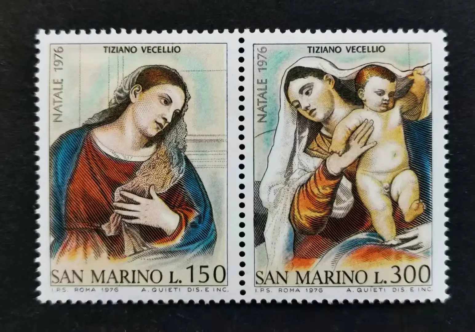 2Pcs/Set New San Marino Post Stamp 1976 Christmas Painting Engraving Stamps MNH