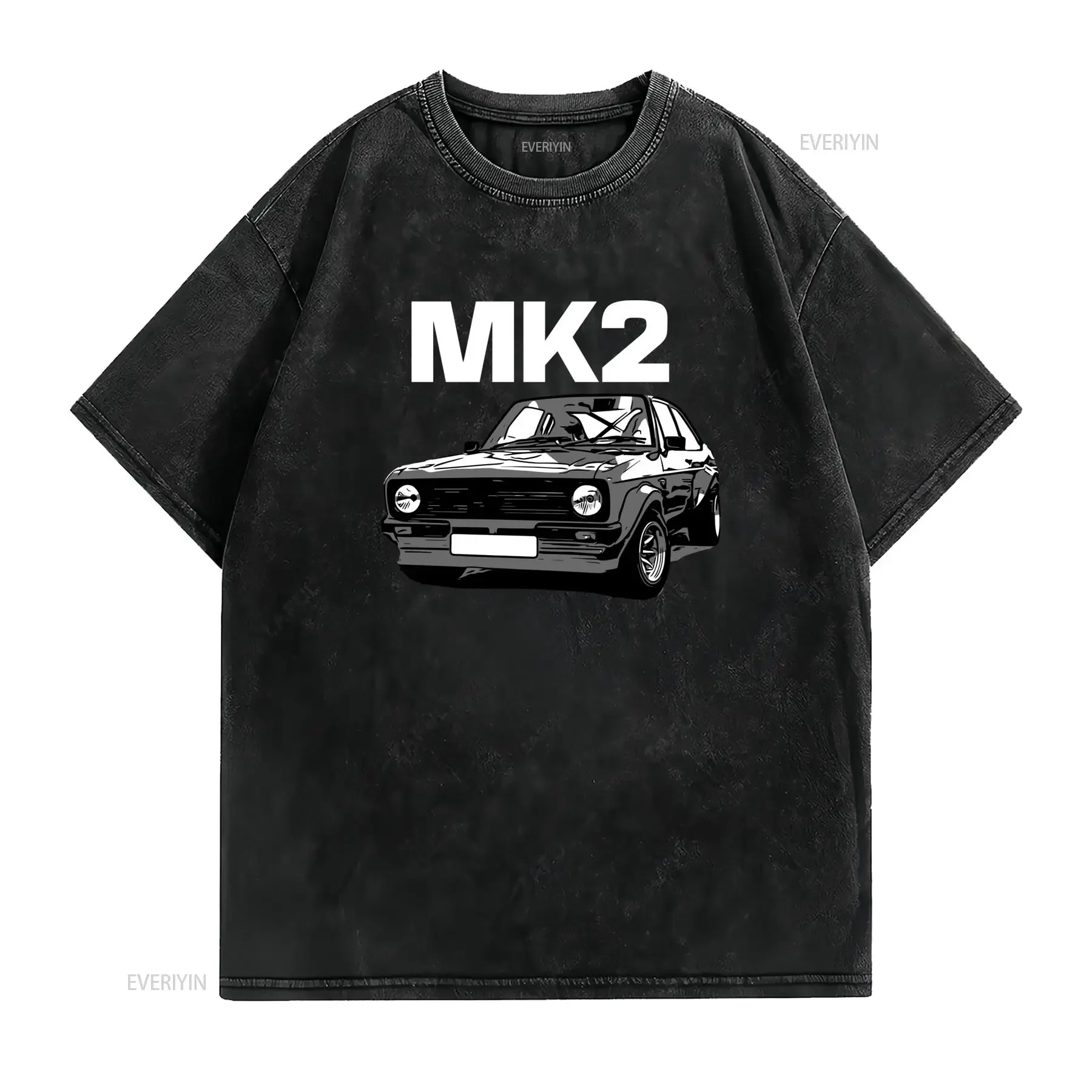 Men's Mk2 Escort Car T Shirt for Vintage 1980s Retro Design with License Plate Logo Casual Round Neck Dad Birthday Enthusiast