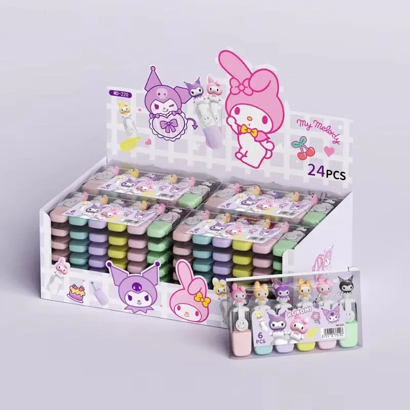 Sanrio Hello Kitty Textmarker Stift Kawaii Cartoon Anime Kuromi My Melody Marker Stift Kinder Studie Schreibwaren Geschenke