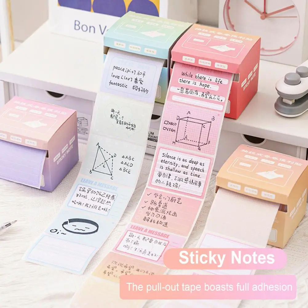 Premium Paper Sticky Notes 256 Sheets Full Adhesive Sticky Notes Roll Tape with Pull Out Dispenser Boxes To-do Lists Tear-off