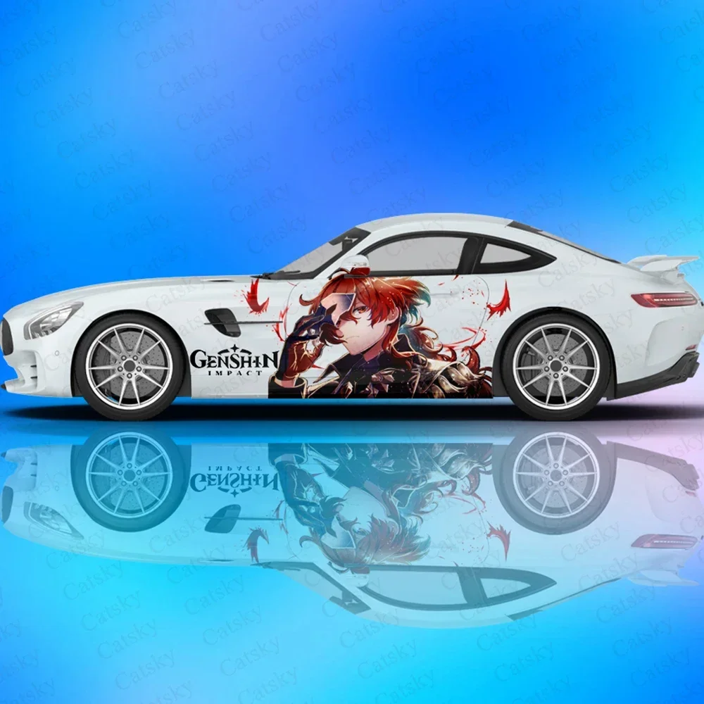 Genshin Anime Car Decals Side Graphics Wrap Vinyl Modified Car Parts Car Stickers Game Livery Custom Pattern Decals