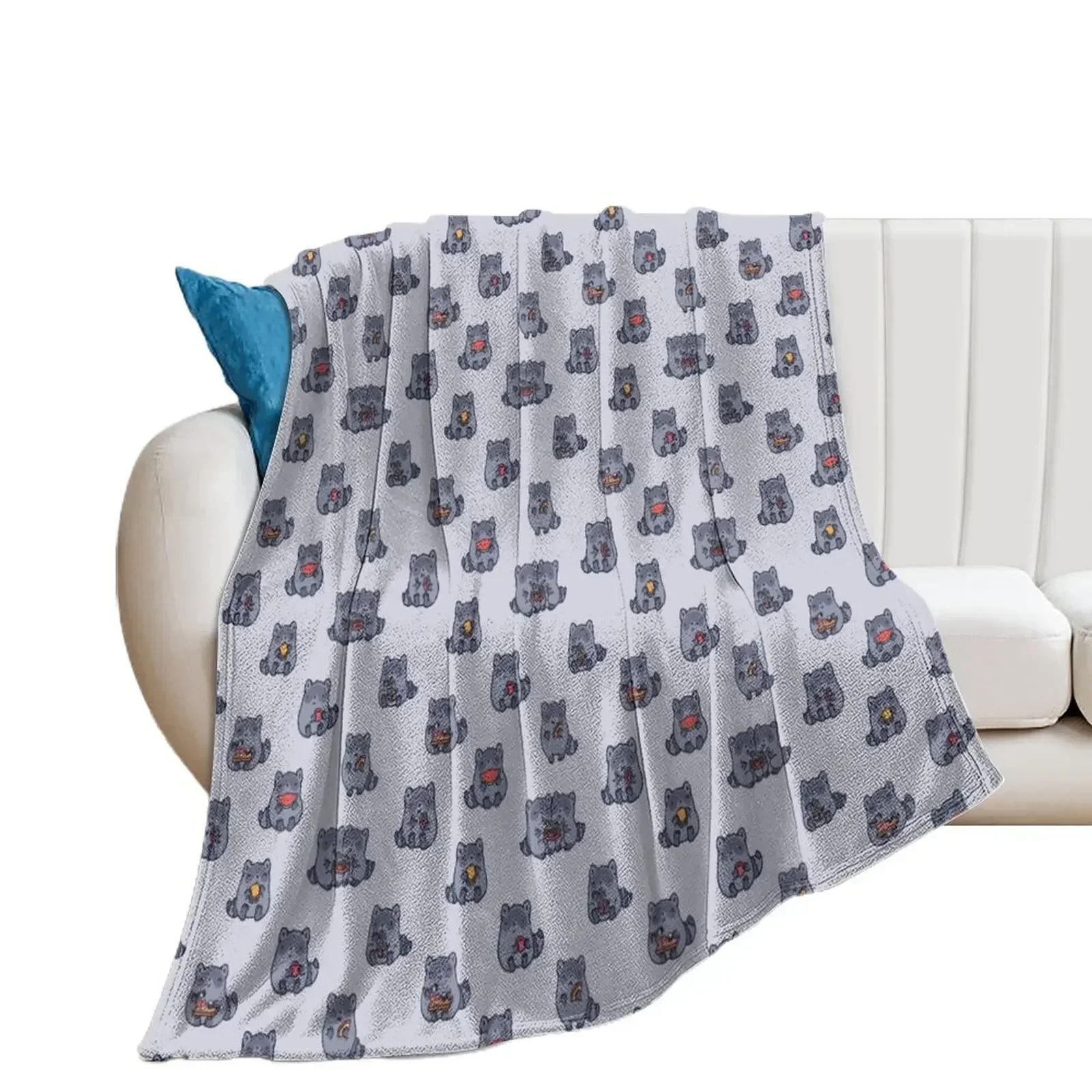 

Cute raccoons eating food pattern Throw Blanket Softest Furrys Blankets