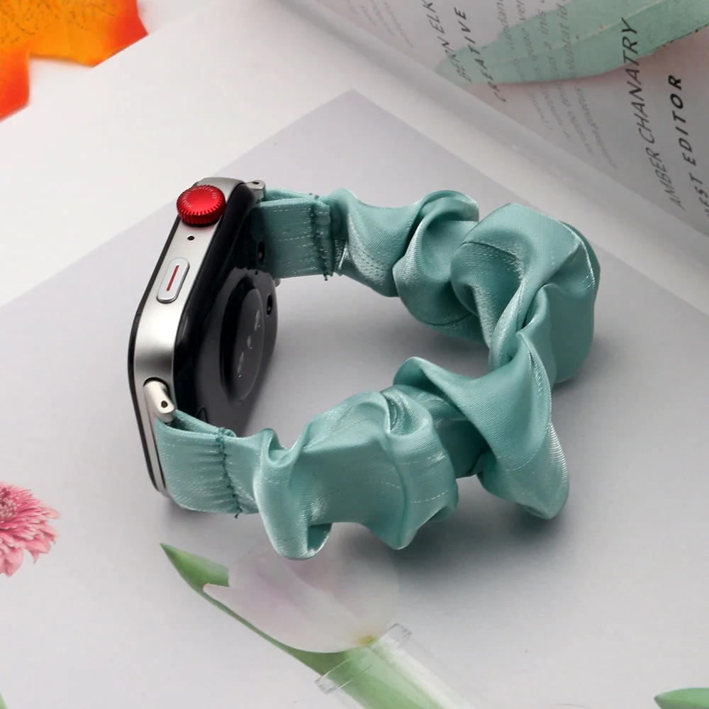 Blue Scrunchie Elastic Watch Band for Huawei Watch Fit 3/ Fit 4/ Fit 4 Pro Cloth Soft Pattern Printed Fabric Wristband Bracelet - Image 3