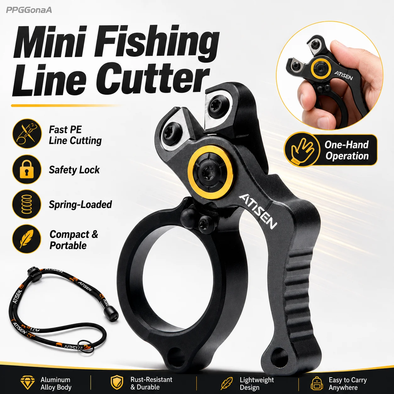 Mini Aluminum Alloy Fishing Line Cutter PE Braided Line Scissors Tungsten Steel Blade Safety Lock Lure Fishing Tool