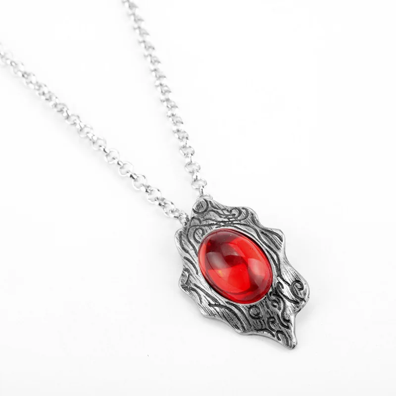 Movie Devil May Cry 5 Dante's Amulet Pendant Necklace Red Gem Inlaid  Cosplay Vintage Necklaces Jewelry Props Accessories
