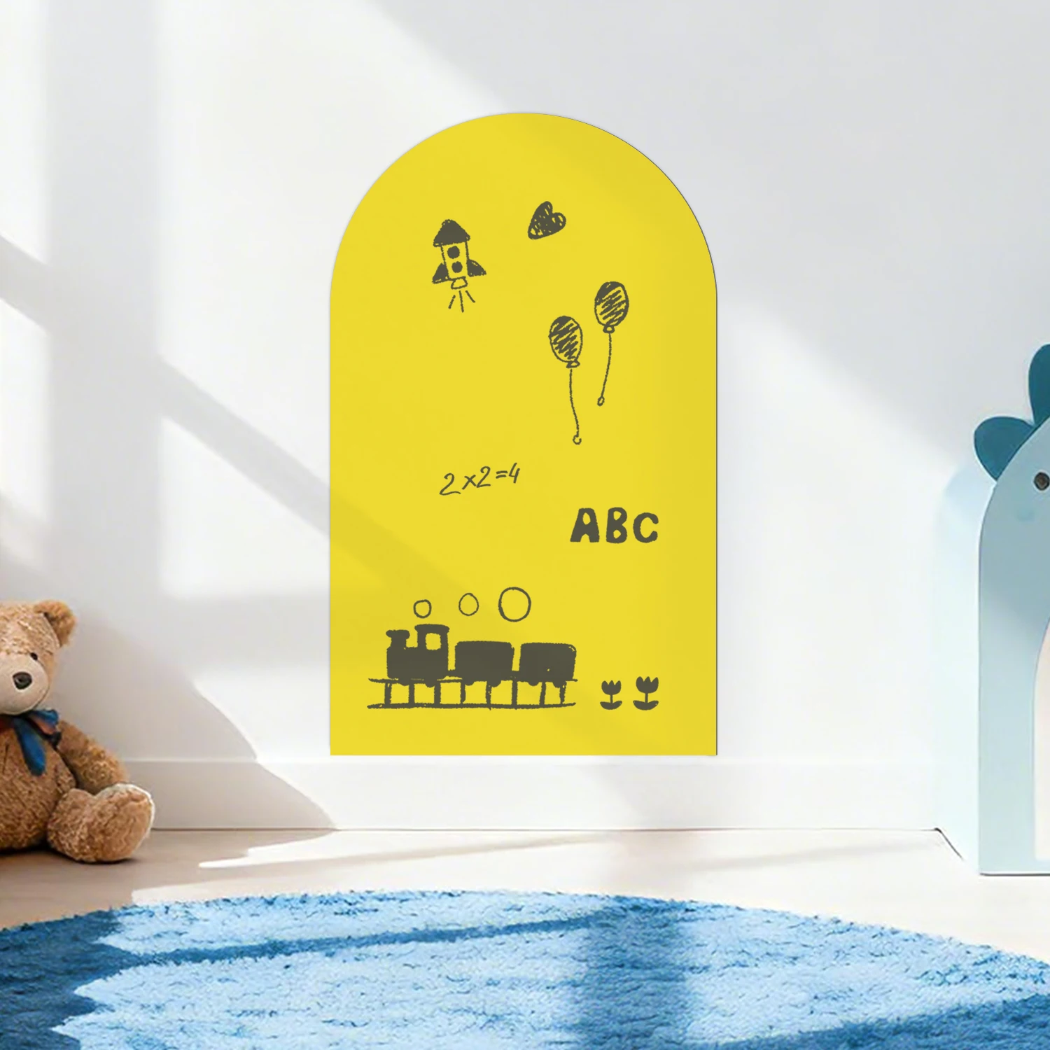 1 piece of self-adhesive magnetic whiteboard wall sticker, yellow arched pattern, 60*100CM