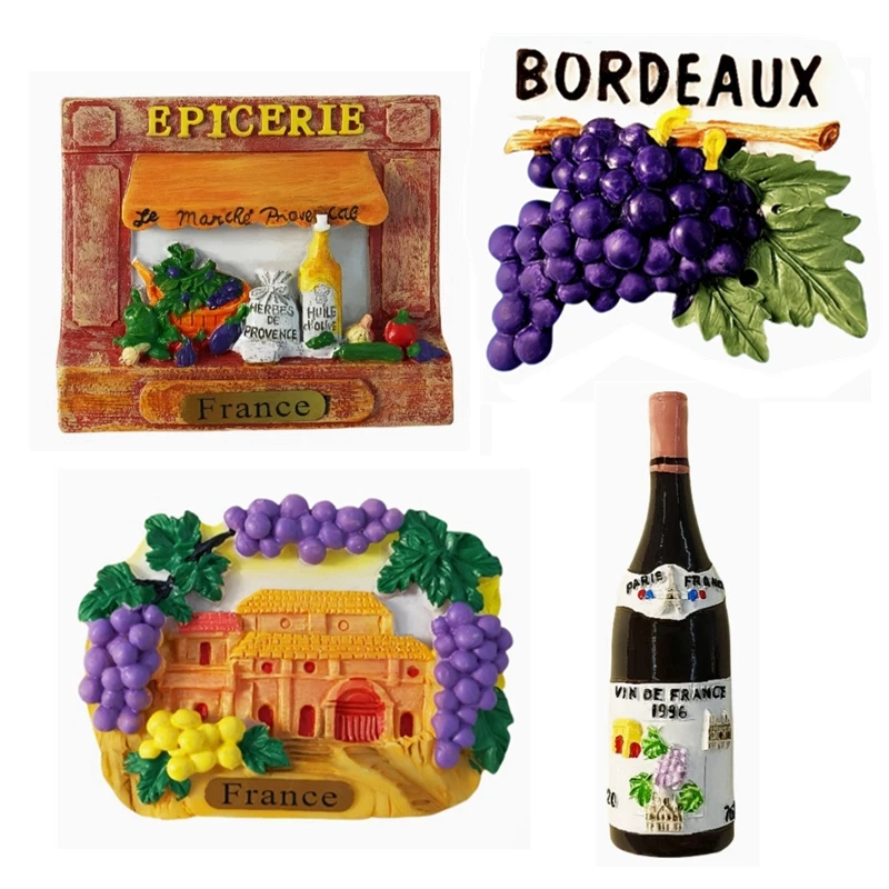 French Vineyard Champagne Handmade Painted 3D Fridge Magnets Tourism Souvenirs Refrigerator Magnetic Stickers