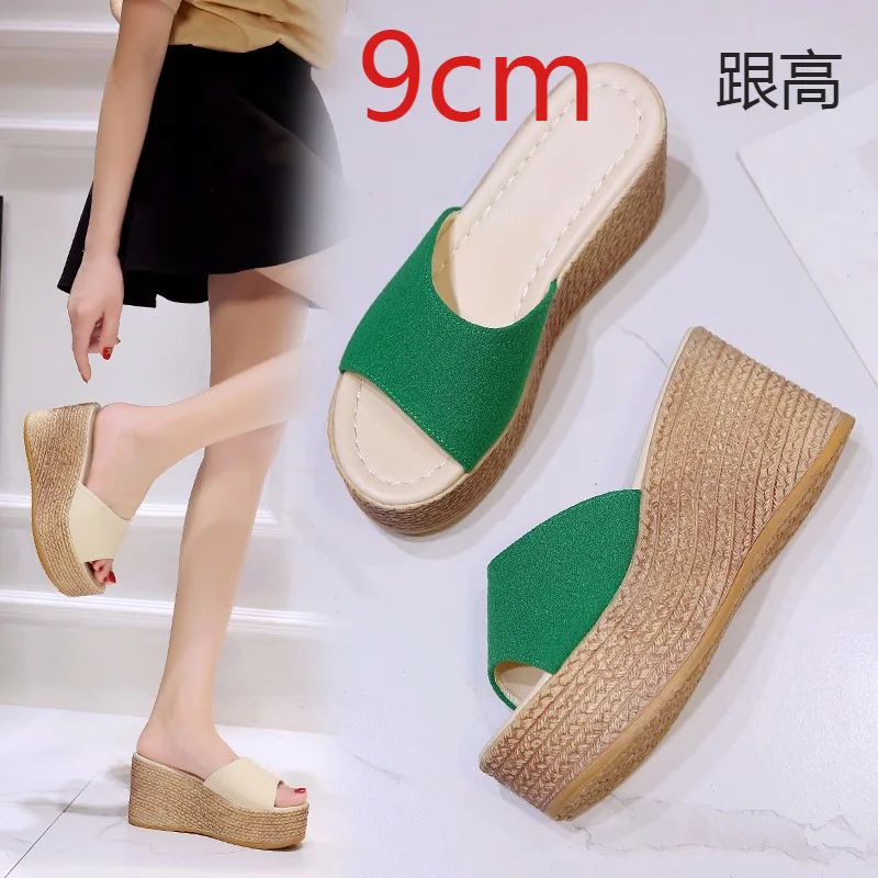 34-43 Grote Maat Schoenen Voor Dames Zomer Hoge Hakken Glijbanen Slippers Wig Platform Strand Slippers Zapatos Mujer Vrouwen Sandalen