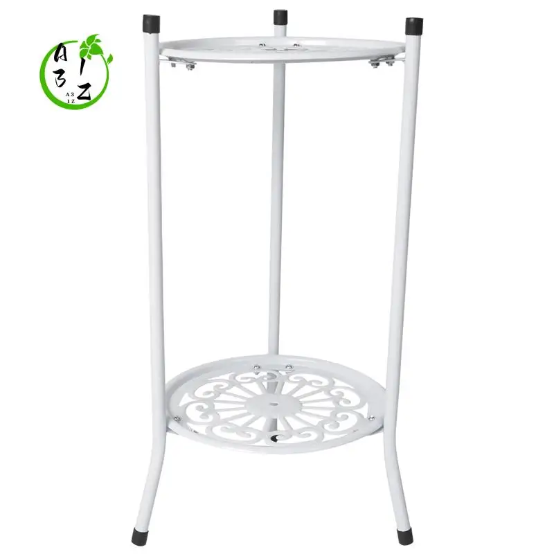 

A31Z-Two-Layer Elegant Metal Plant Stand Shelf Potted Plant Holder Modern Tall Plant Pot Stands For Indoor Outdoor Decor