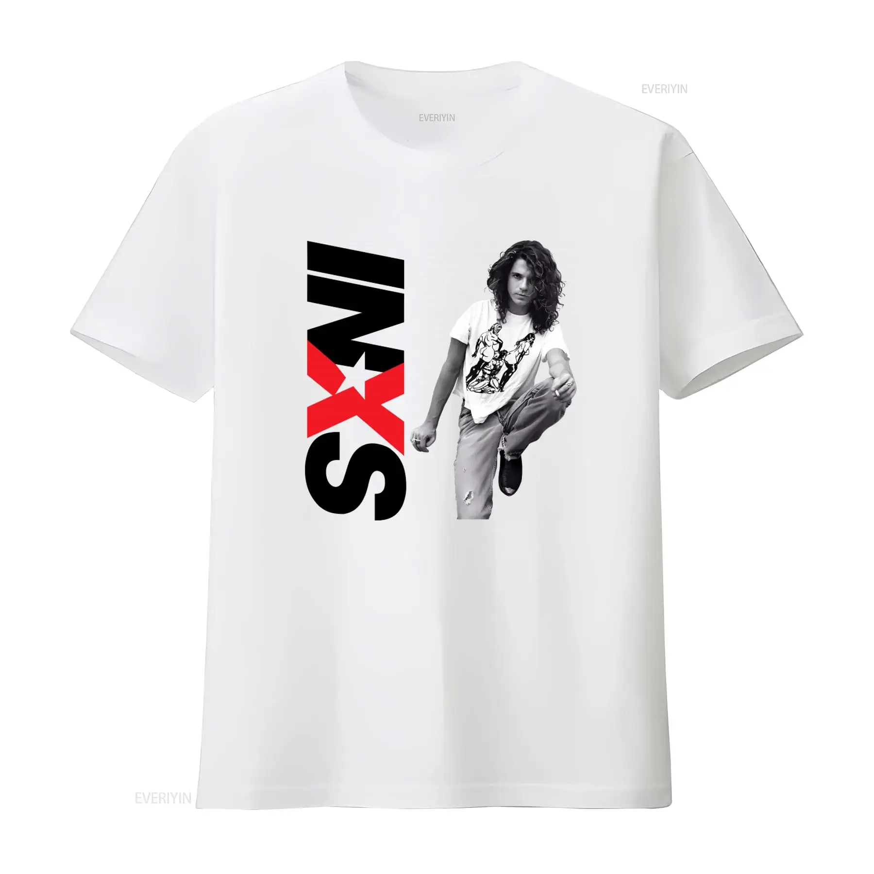 Cotton T Shirt INXS Live at Wembley Stadium 1991 Album Print Tim Farriss Kirk Pengilly Band Merch vintage Washed Slightly