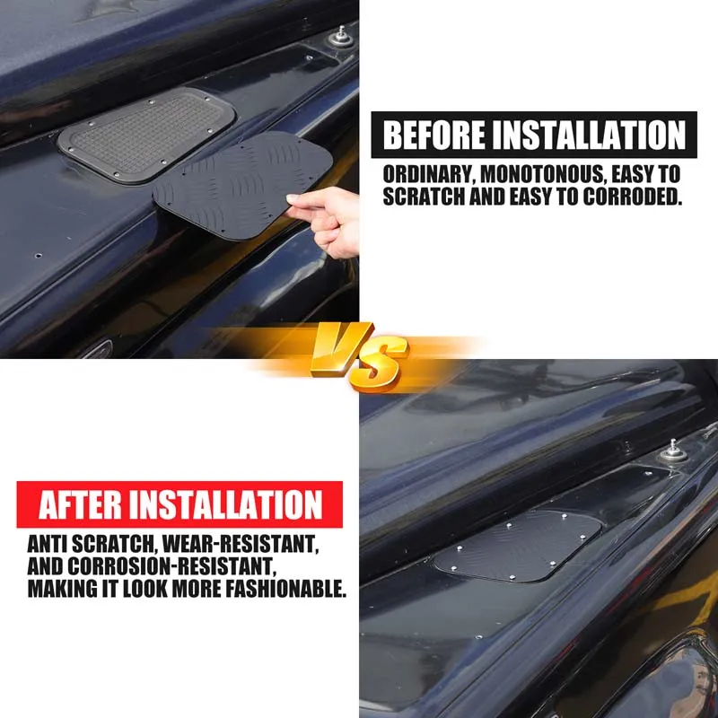 لاند روفر ديفندر 2004-2019 لوحات مؤشر غطاء محرك السيارة على جانبي غطاء محرك السيارة منفذ الهواء غطاء لوحة سبائك الألومنيوم 2 قطعة #2