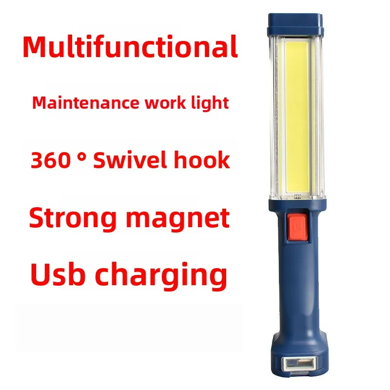 LED Work Light with Strong Beam, Strong Magnet, Rechargeable Emergency Light for Car Repair and Home Use COB Portable Flashlight