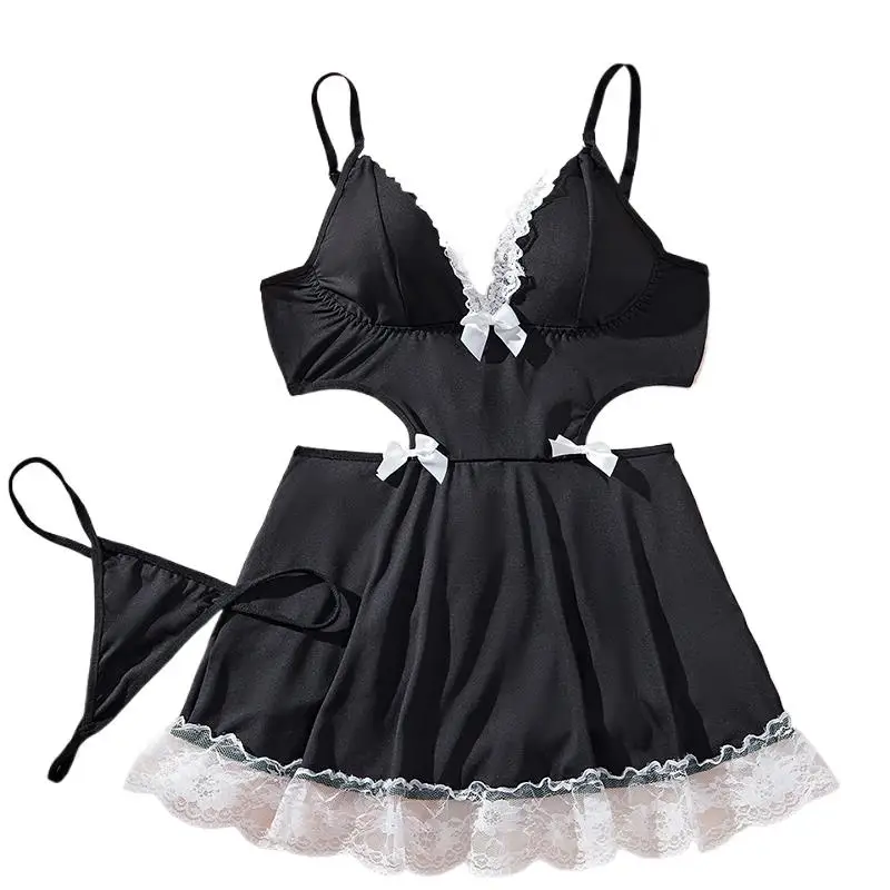

Сексуальное нижнее белье с вырезами, кружевной французский фартук, горничная, косплей, служанка, Лолита, платье Babydoll, униформа, порно костюм, эротический костюм для ролевых игр