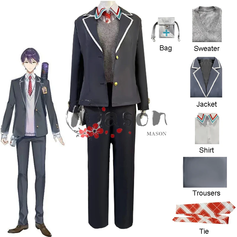 Kenmochi Touya Cosplay Costume Coat T-shirt Sweater Anime Idol VIRTUALSAN-LOOKING Uniform Accessories Halloween Carnival Set