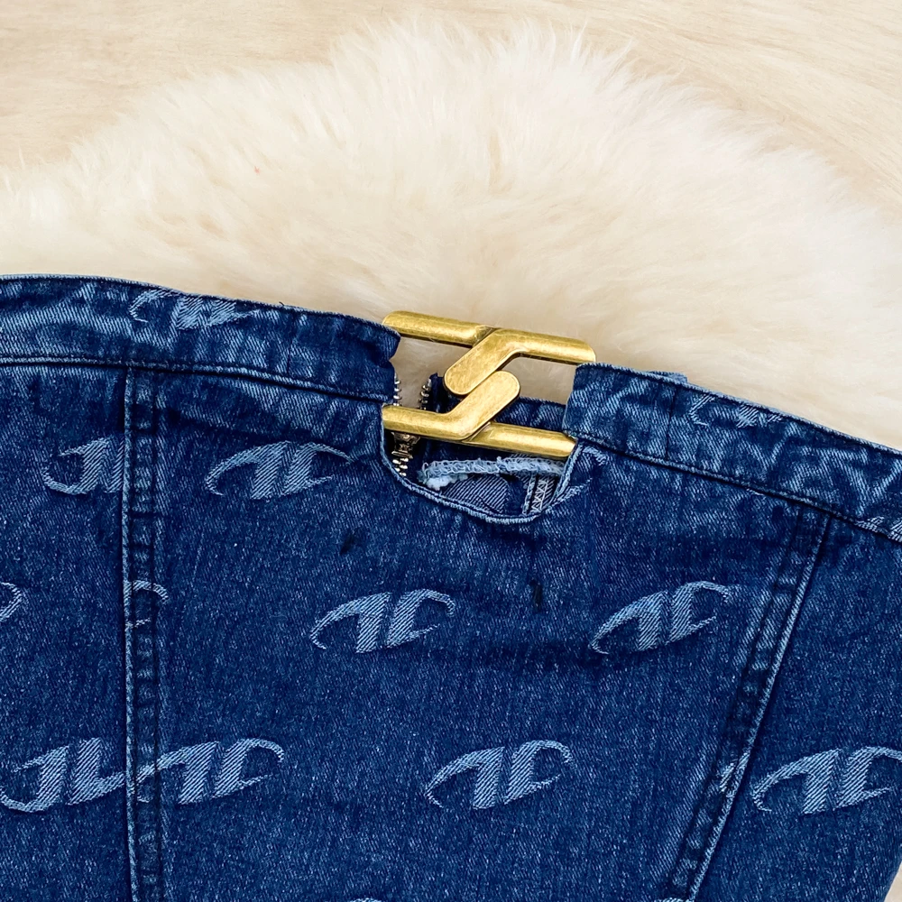 Women'S Fashion Suits Denim Sets Woman Outfits Retro Bra Denim Tank Top Two Piece Casual High Waist Slim Straight Trousers Sets