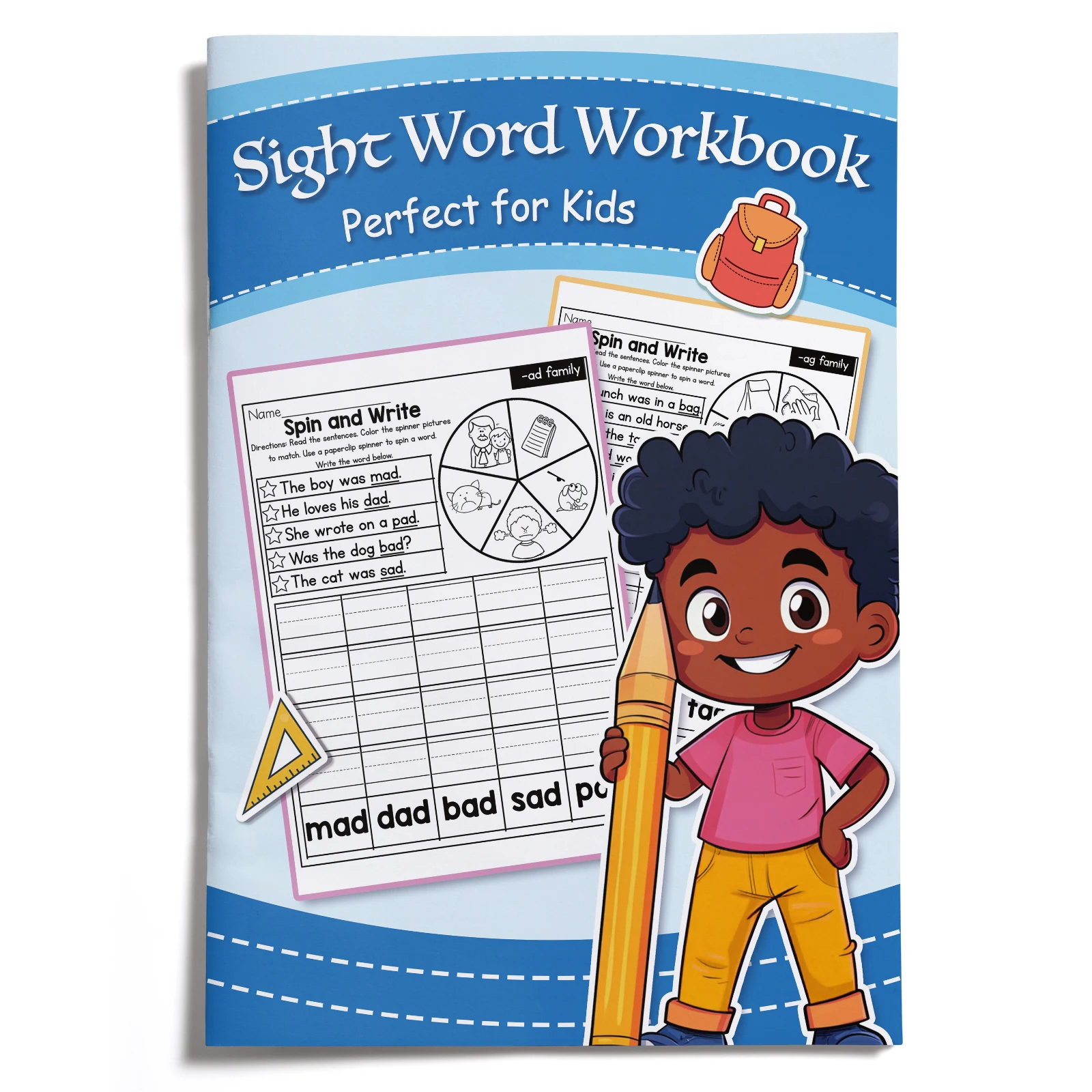 Livre de coloriage avec des mots en anglais pour enfants, motifs de dessins animés mignons, livre d’activités pour l’apprentissage précoce en maternelle, un moyen amusant d’apprendre l’anglais.
