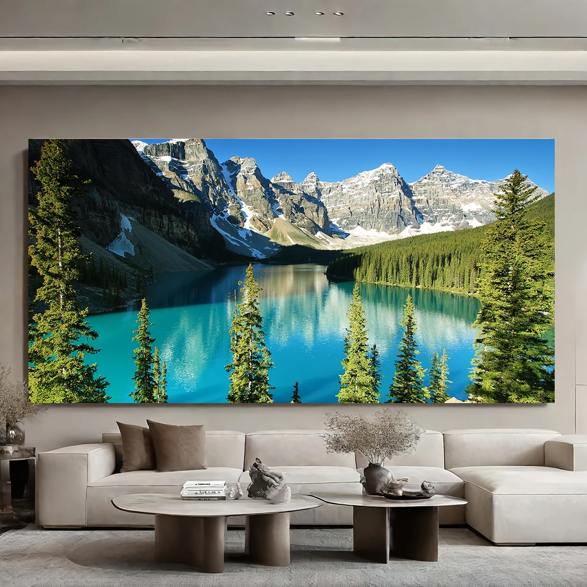 No Framed Breathtaking Alpine Lake Scenery Canvas Art - Photorealistic &  Wall Decor for Living Spaces,  Print, Perfect Gift for