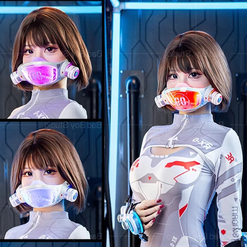 

Game Cool LED Cyber-Punk Glow Cosplay Maks Girl Sci-fi Mechanical Arm for Science Fiction Cosplay Costumes Film Shooting Props