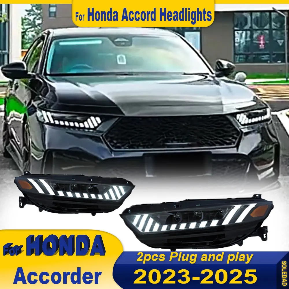 

Автомобильные фары для Honda Accord 2023 2024 2025, светодиодные фары проектора, дневные ходовые огни, автомобильные аксессуары