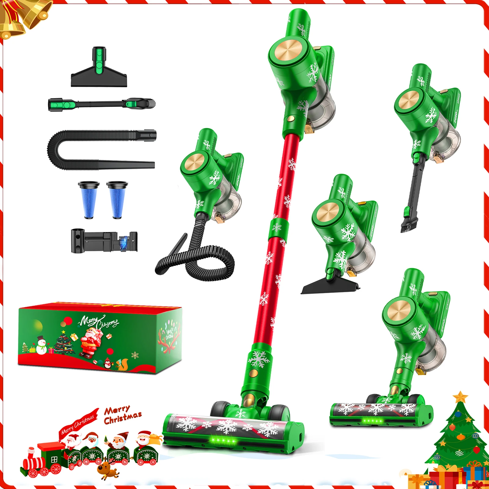 Cordless Vacuum Cleaner, 46Kpa/500W/55Mins Vacuum Cleaners for Home, Self-Standing Rechargeable Vacuum, Christmas Gifts