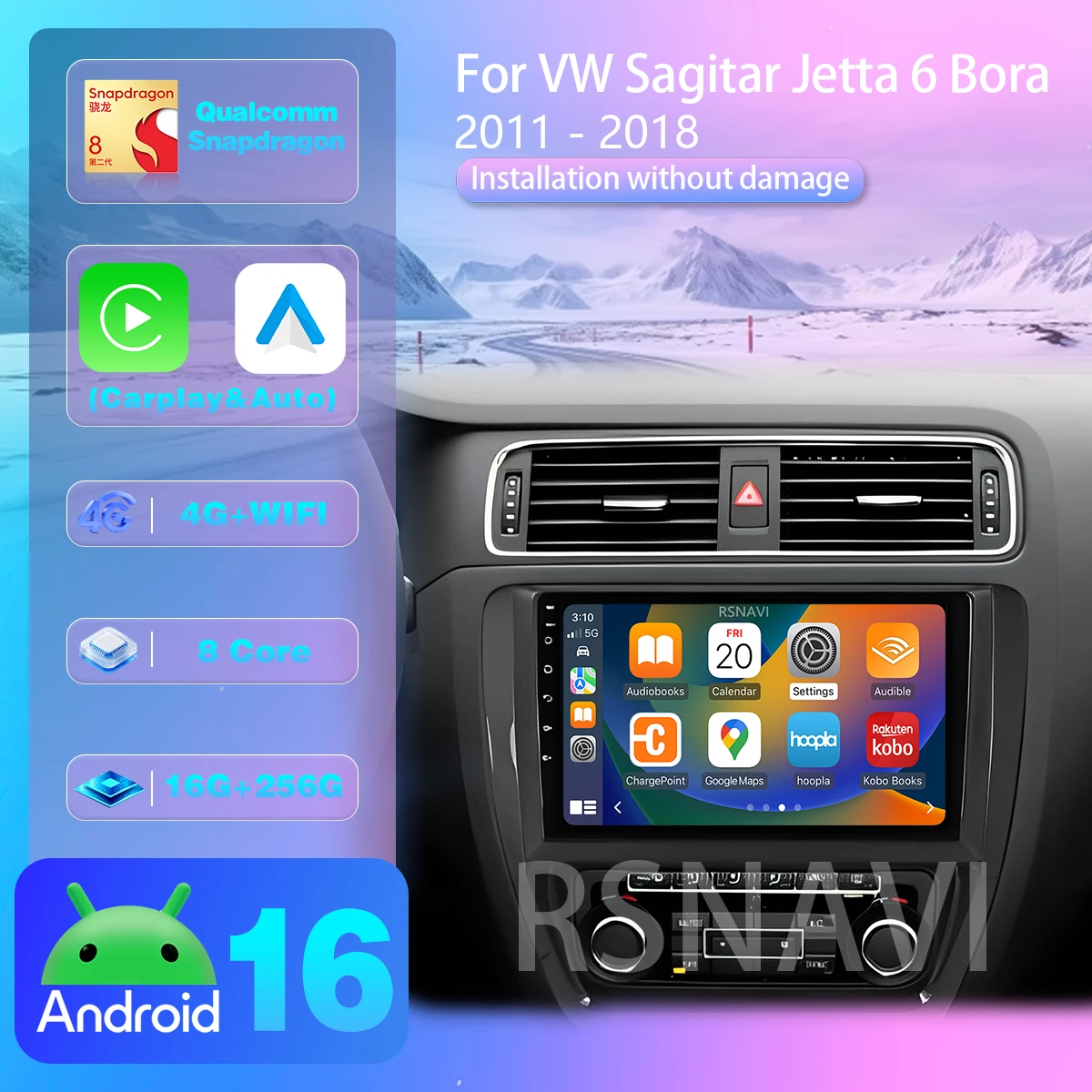 

Android 16 For Volkswagen VW Sagitar Jetta 6 Bora 2011-2018 Plug and Play Autoradio Stereo Carplay Auto DVD BT video DSP WiFi+4G