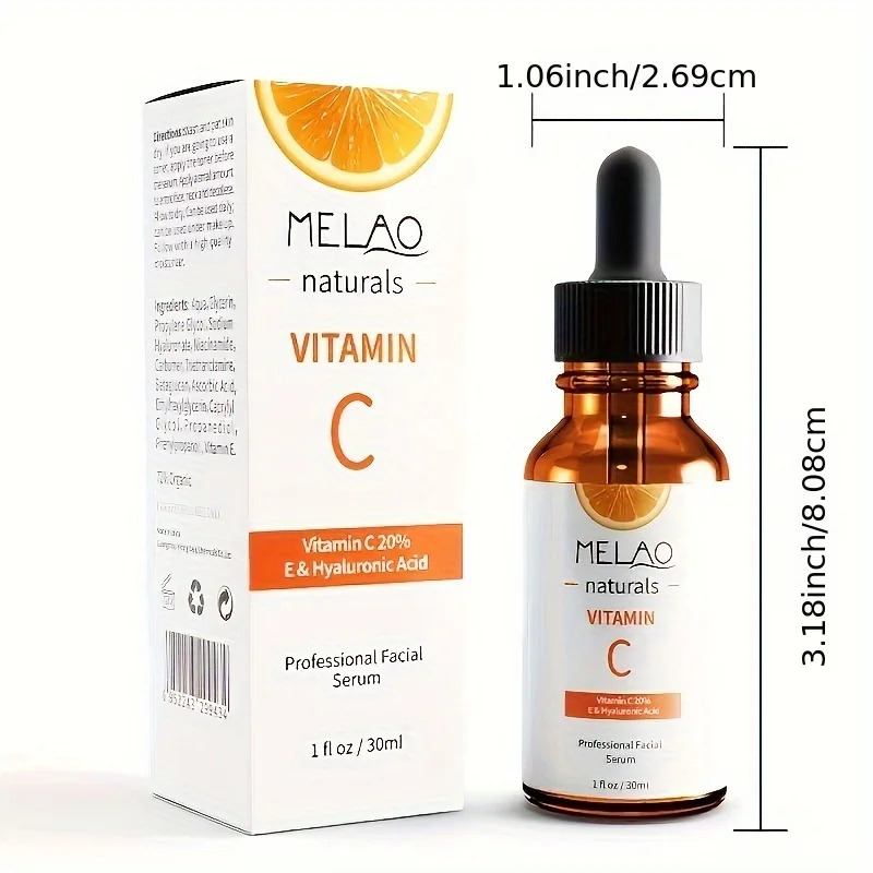 MELAO VITAMIN C SERUM Serum do twarzy z witaminą C, kwasem hialuronowym, witaminą E i więcej – Serum rozjaśniające, wyrównujący odcień skóry