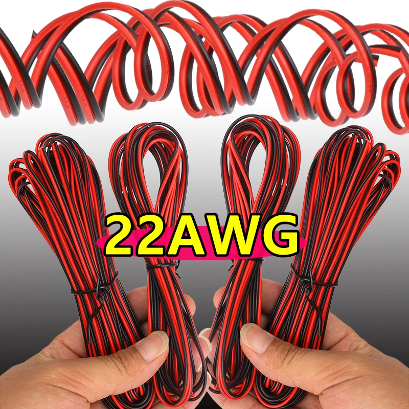 

5/10/20 м автомобильный мотоцикл универсальный электрический провод кабель луженая медь ПВХ 22AWG провод красный/черный разъем для удлинителя светодиодного света