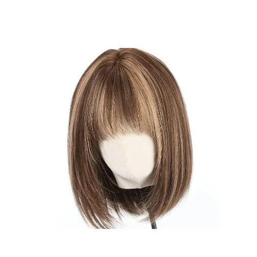 Hot selling wig with a small, short, straight hair that is shoulder length, featuring a minimalist hairstyle for women
