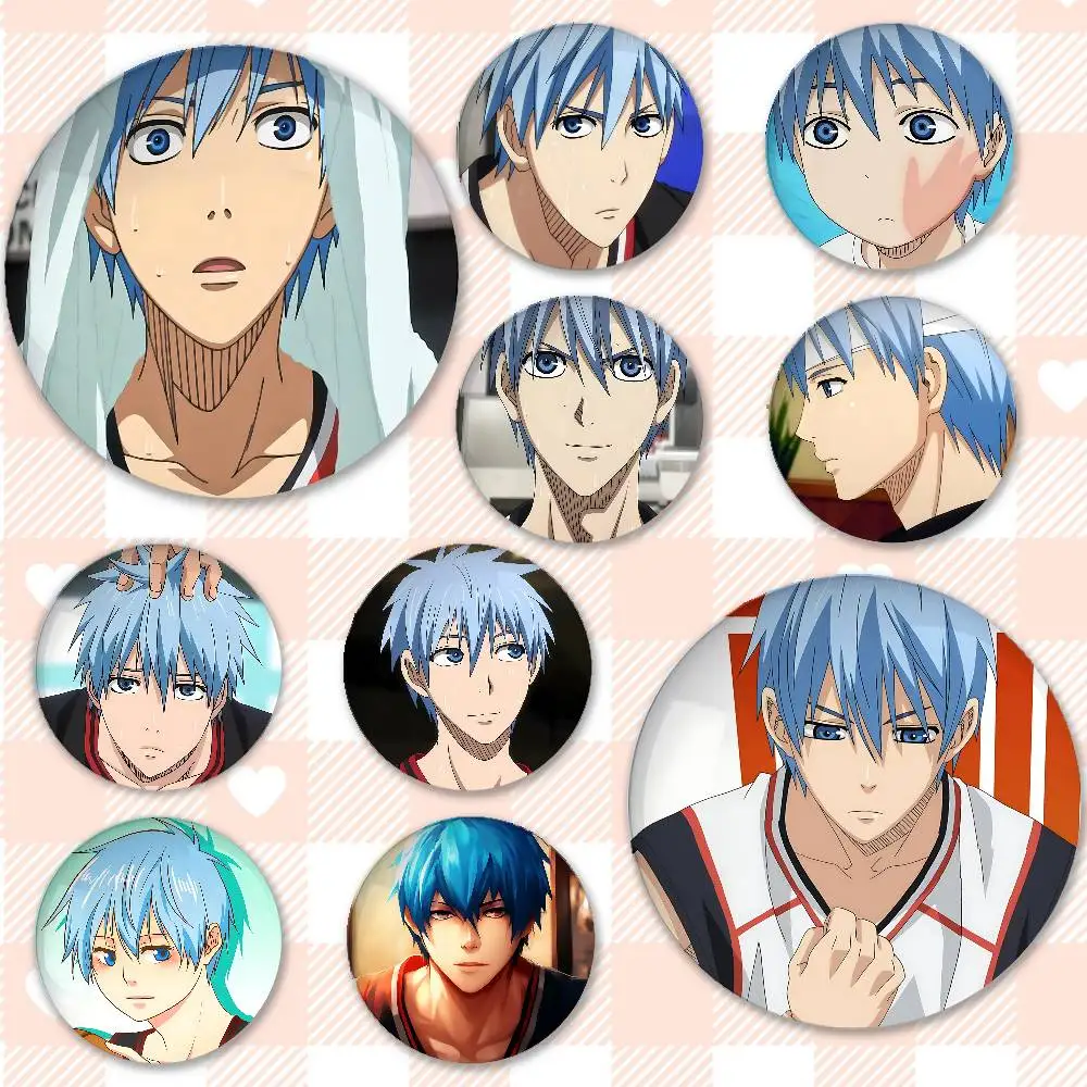 Cartoon J-Tetsuya Kuroko Abzeichen, Anstecknadeln aus Weißblech, runde Brosche für Umhängetaschen-Accessoires, Souvenir-Geschenke