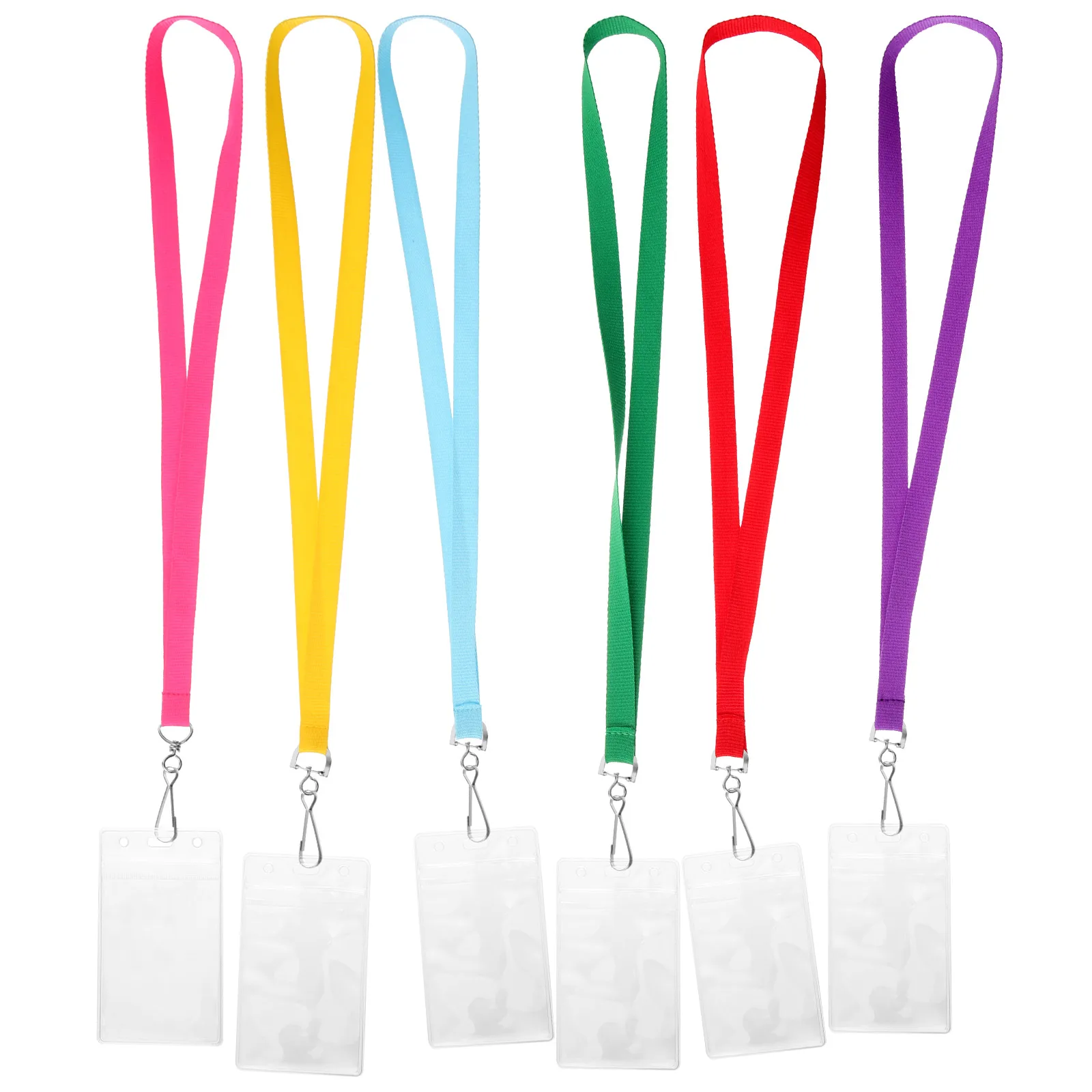 

6 Pcs Waterproof ID Card Holder Plastic Badge Sleeve with Lanyard Deck Holders Lanyards Storage Protective Cover for Name Work