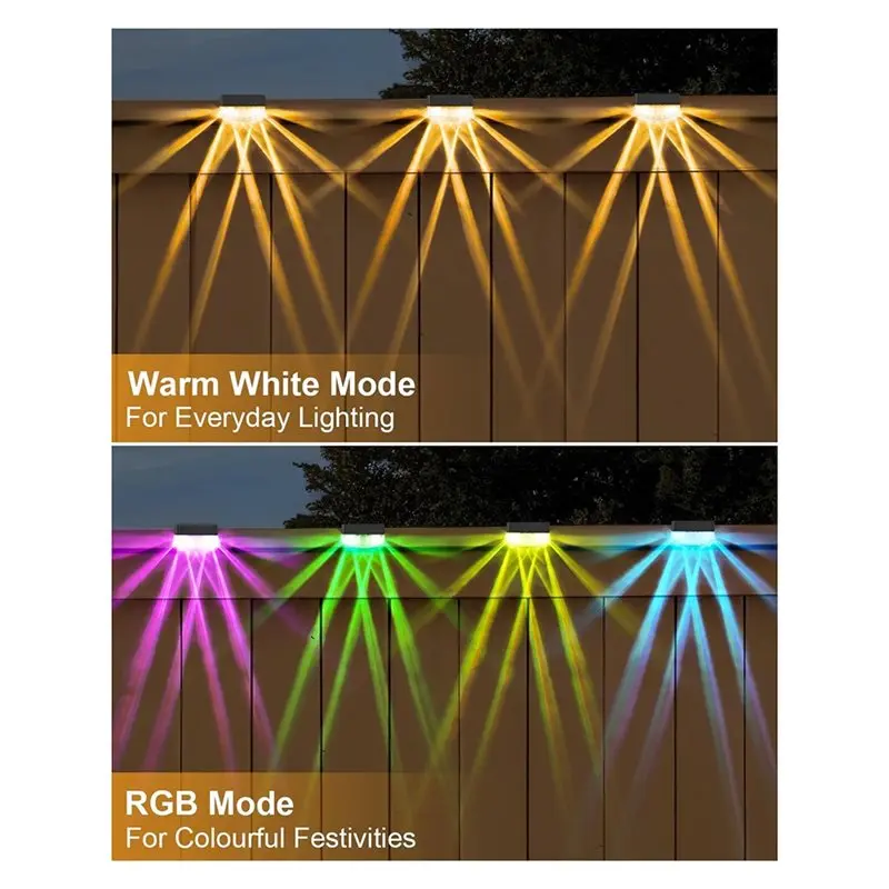 Year-Round Sale Waterproof Solar Fence Lights 6Pcs, Color Light Edition Leds For Outdoor Use- Deck, Step, And Patio Railing Ligh