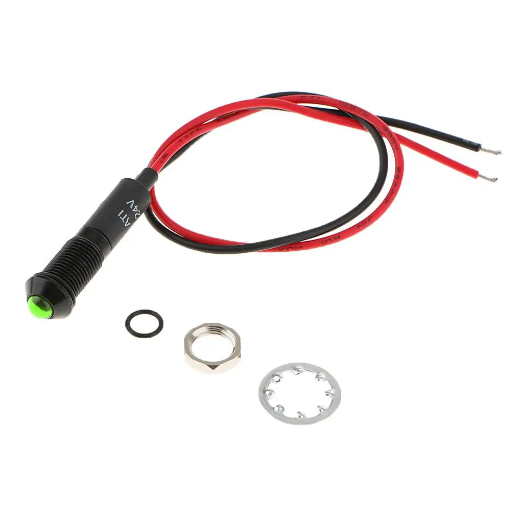 Car Motorcycle LED Indicator Light Bulb 24V Waterproof Dash Panel Metal Lamp for Truck Boat Vehicle Interior