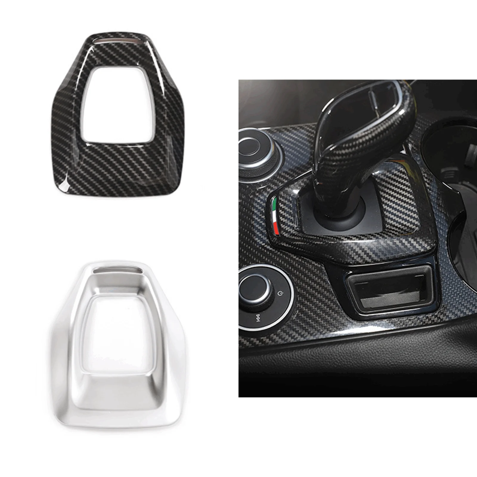 

Carbon Fiber Printed fit for Alfa Romeo Stelvio 2021 2022 ABS Interior Center Console Gear Shift Panel Buckle Cover